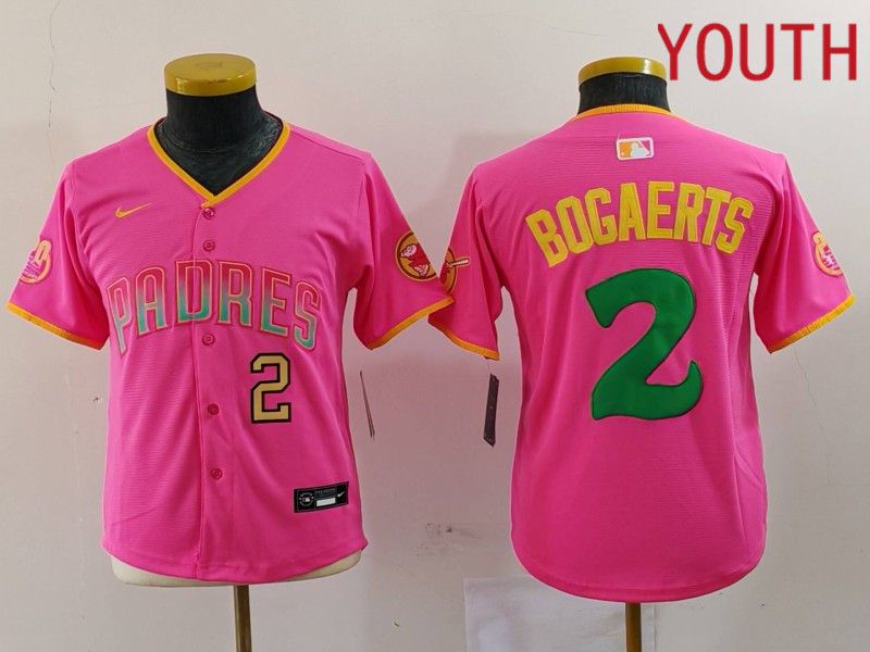 Youth San Diego Padres #2 Bogaerts Pink Joint Name 2024 Nike MLB Jersey style 2->san diego padres->MLB Jersey
